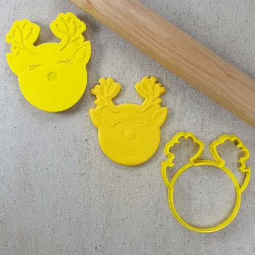 Cookie Stamp Embosser and Cutter - Rudolph Reindeer - Click Image to Close